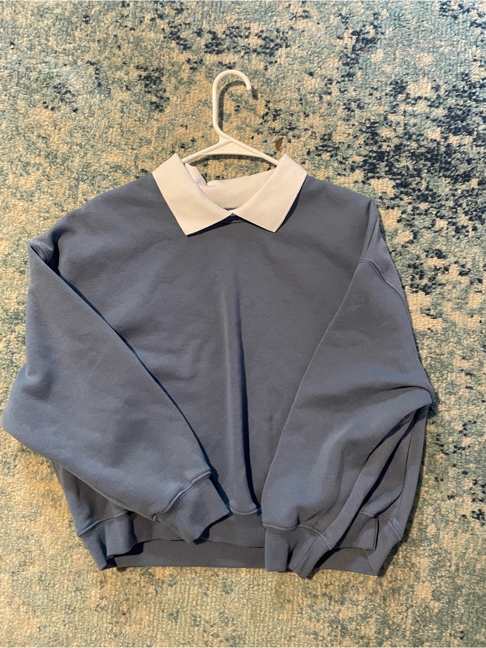 Cropped Blue and White Sweater